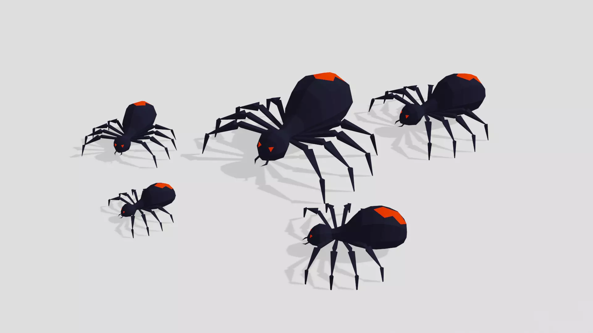 Cute Spiders Low-poly Free 3D model