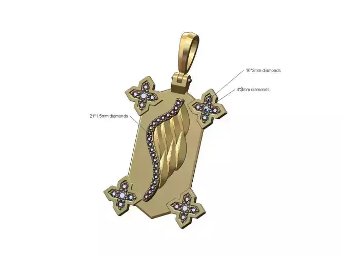 Diamond wing Moroccan Maltese star diamond corners pendant