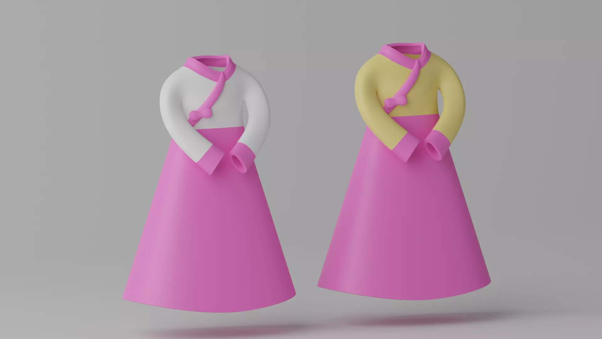 Cartoon Korean Dress Hanbok 3D model