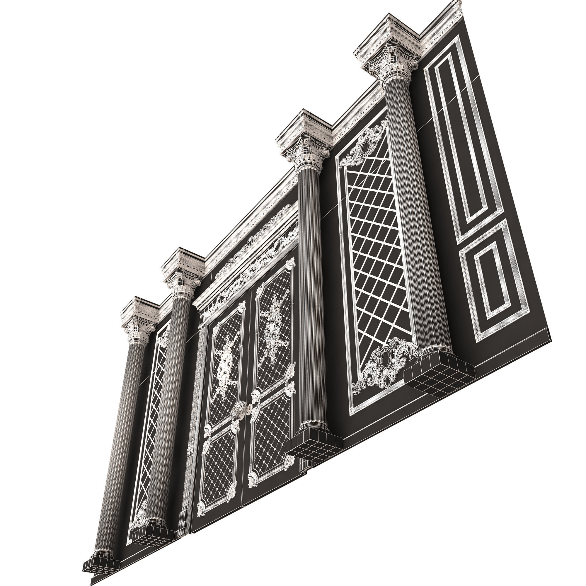 Boiserie Classic Wall with Mouldings 04 White Low-poly 3D model_10