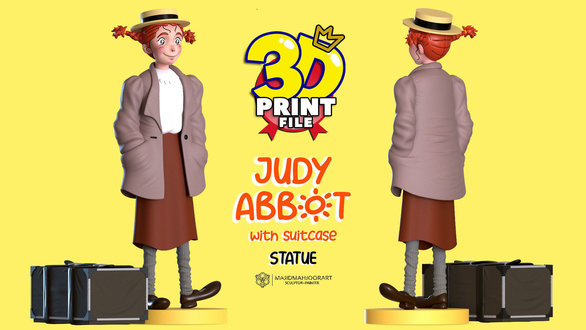 Judy abbott 3D model 3D printable with UV and textures 3D print model_2