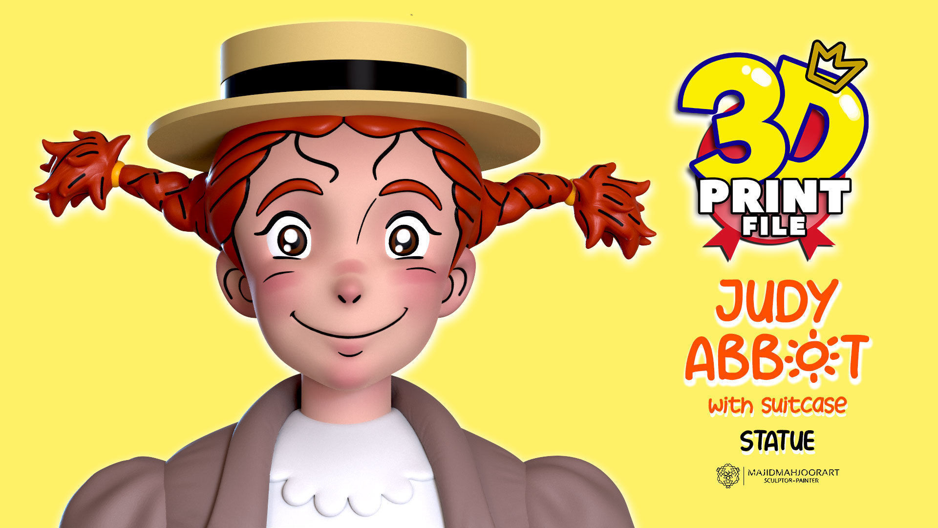 Judy abbott 3D model 3D printable with UV and textures 3D print model_6