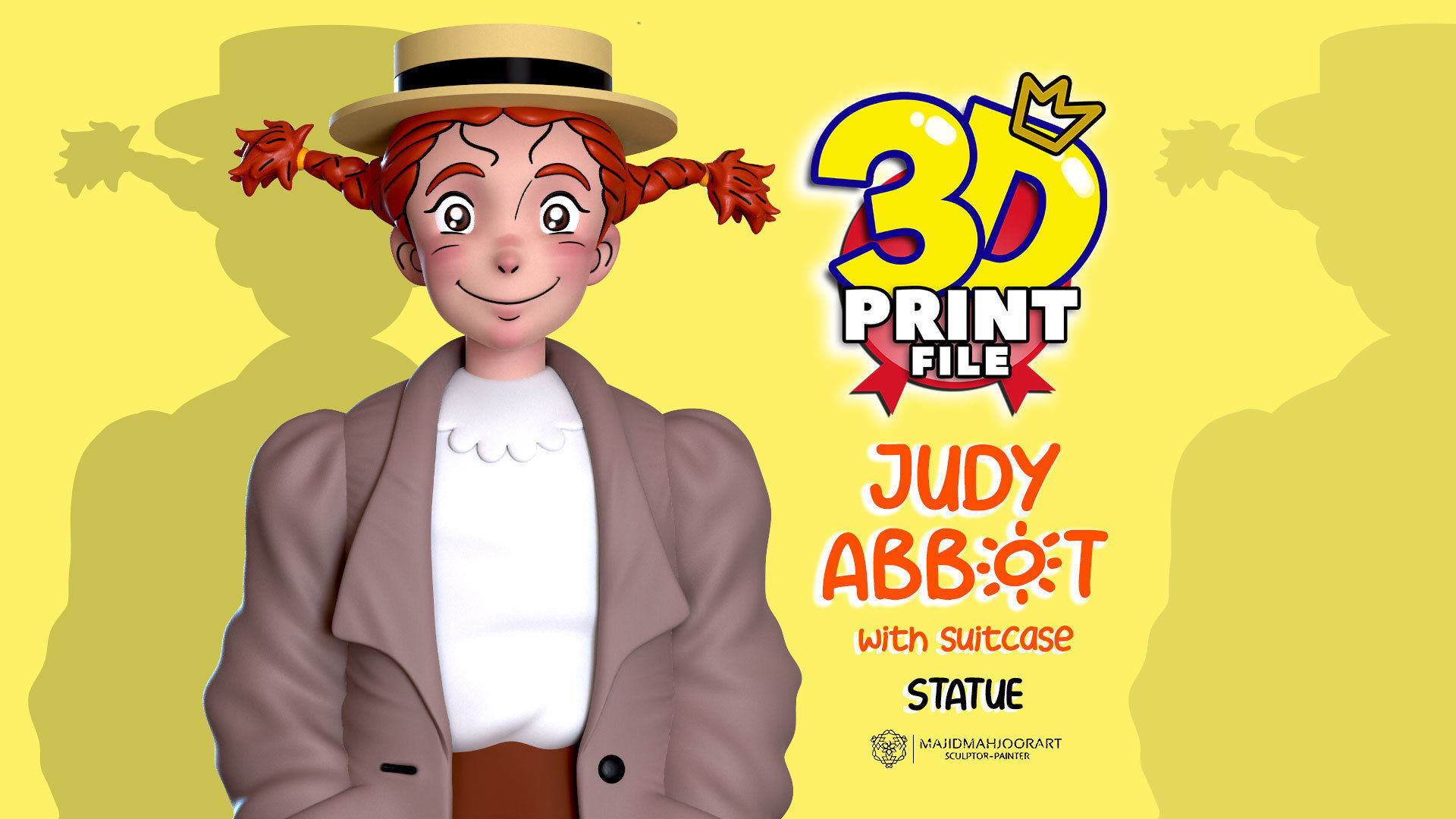 Judy abbott 3D model 3D printable with UV and textures 3D print model_4