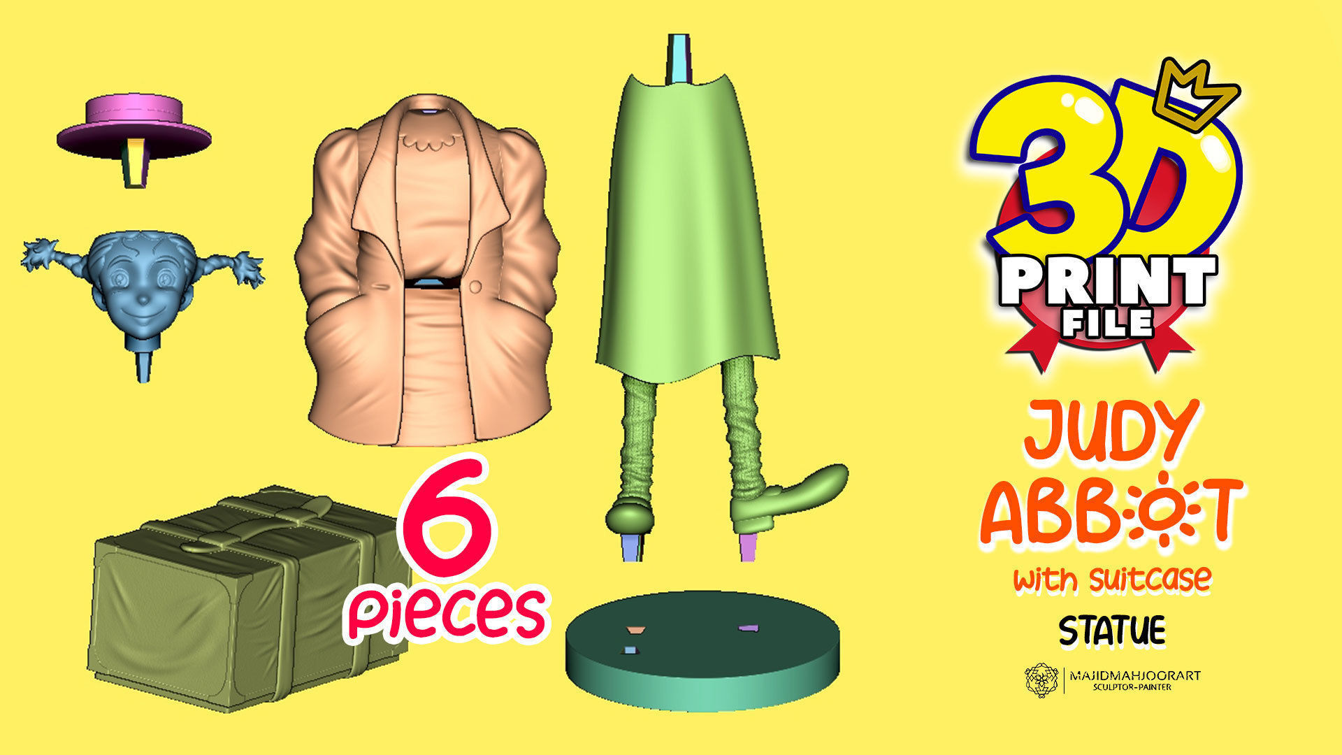 Judy abbott 3D model 3D printable with UV and textures 3D print model_7