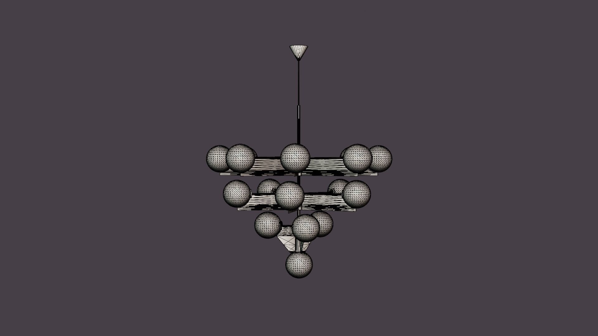 Plane Chandelier Low-poly 3D model_7