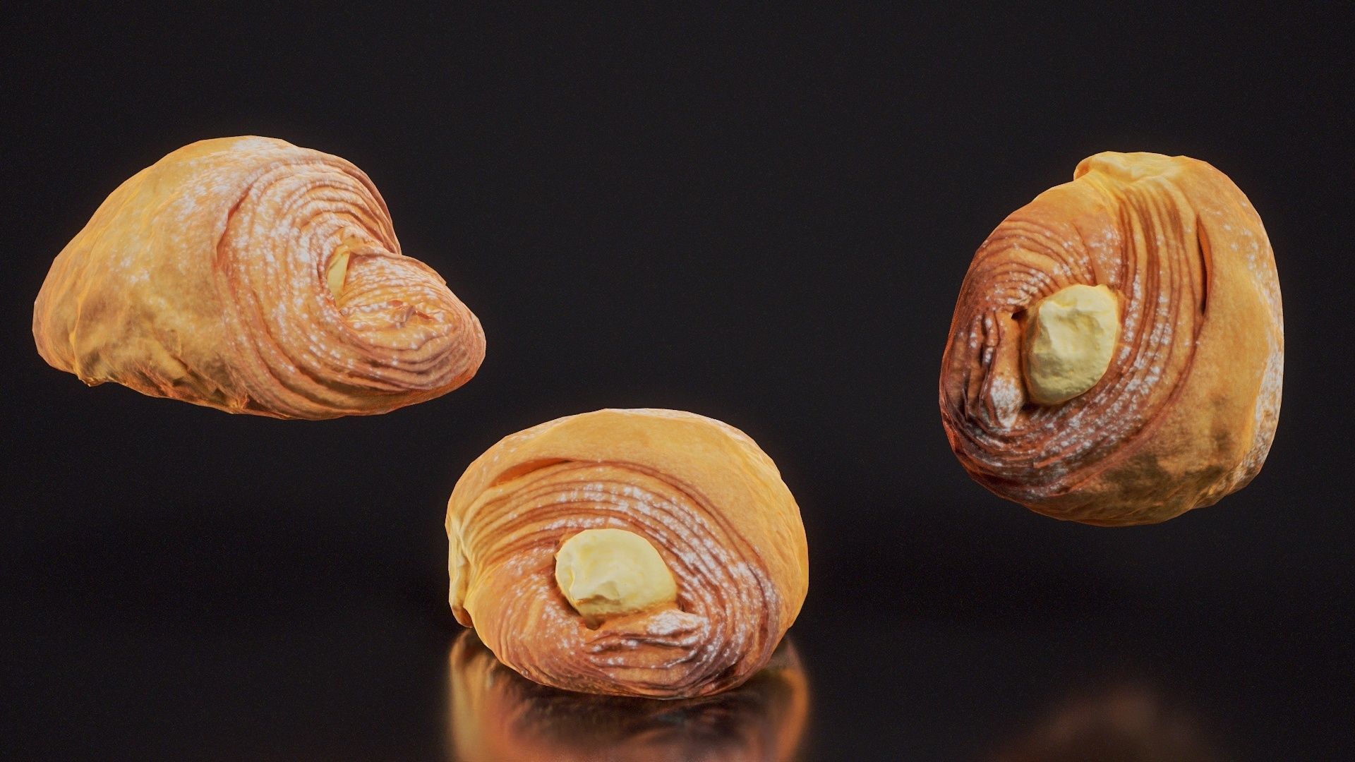 Pudding Croissant Low-poly 3D model_4