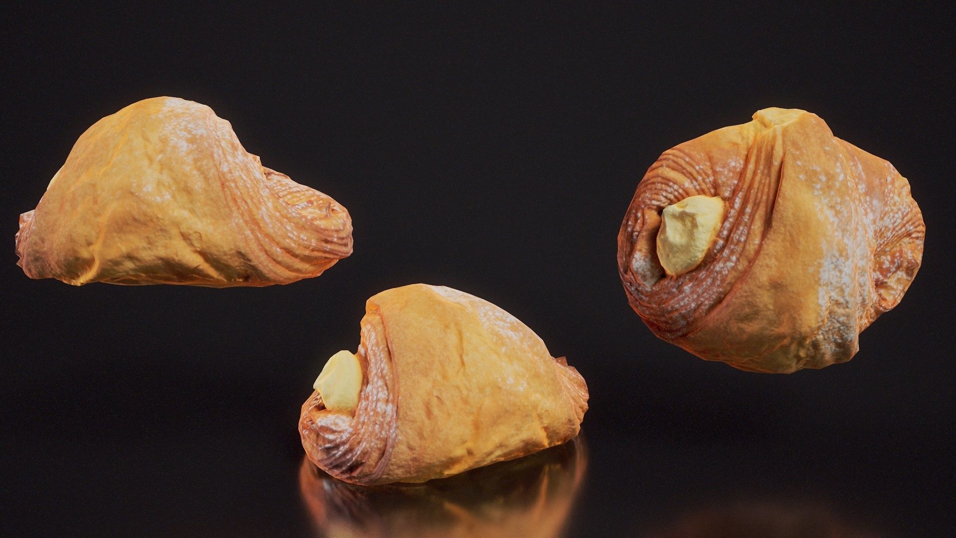 Pudding Croissant Low-poly 3D model_2