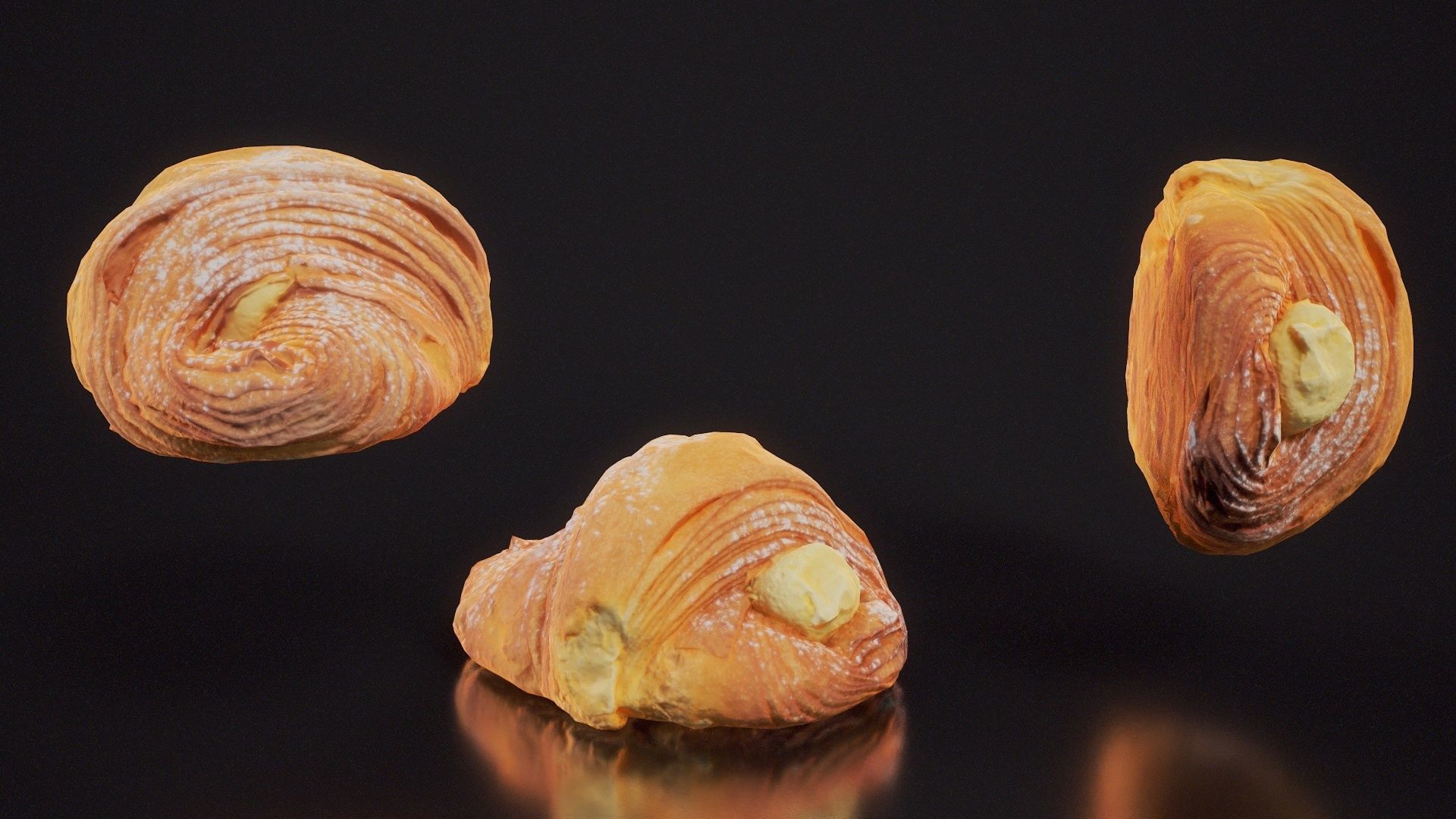 Pudding Croissant Low-poly 3D model_6