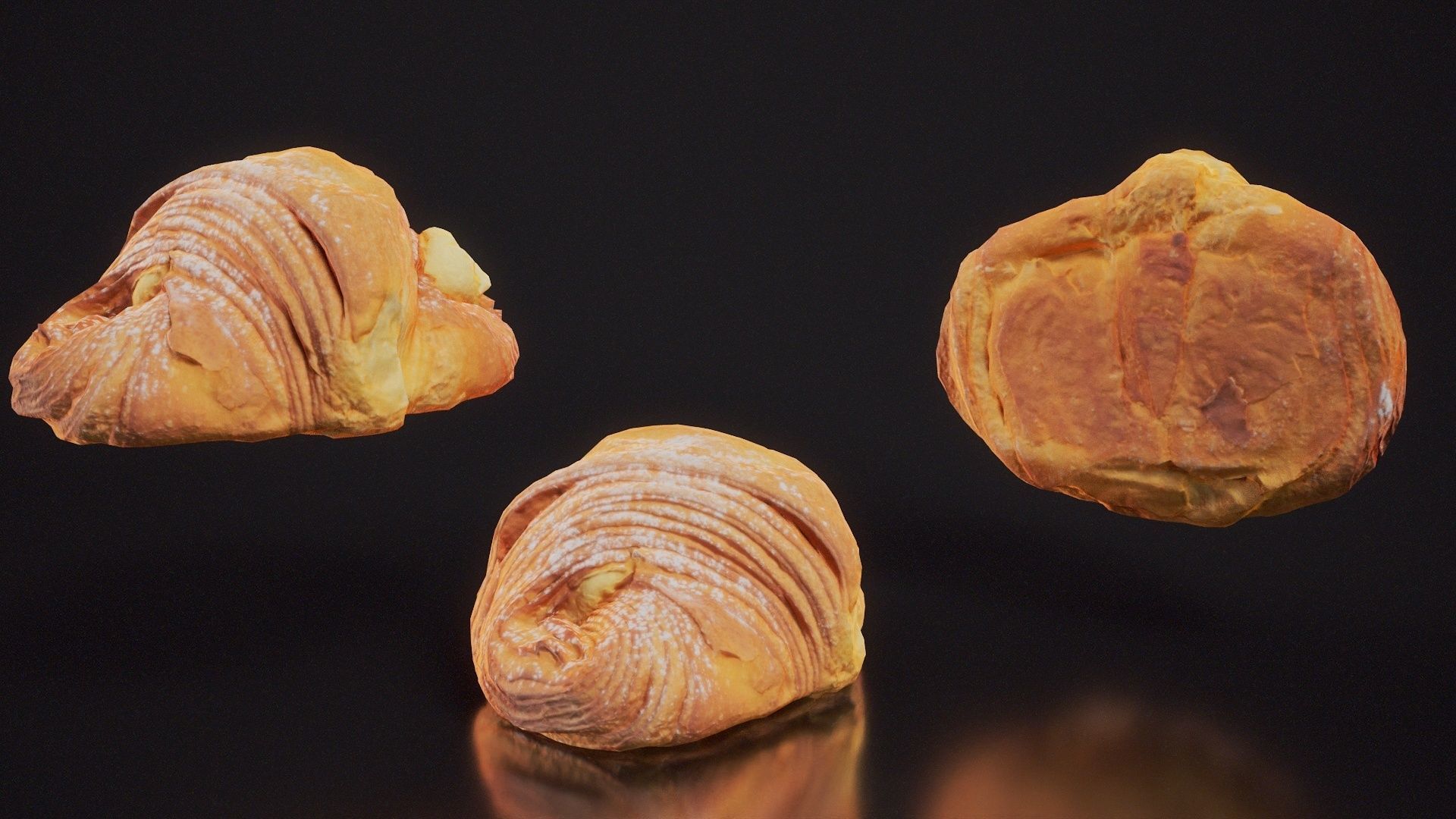 Pudding Croissant Low-poly 3D model_9