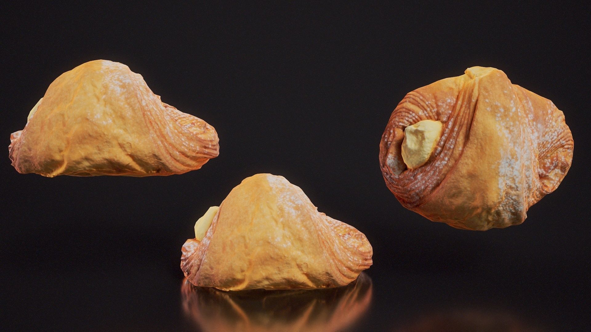 Pudding Croissant Low-poly 3D model_1