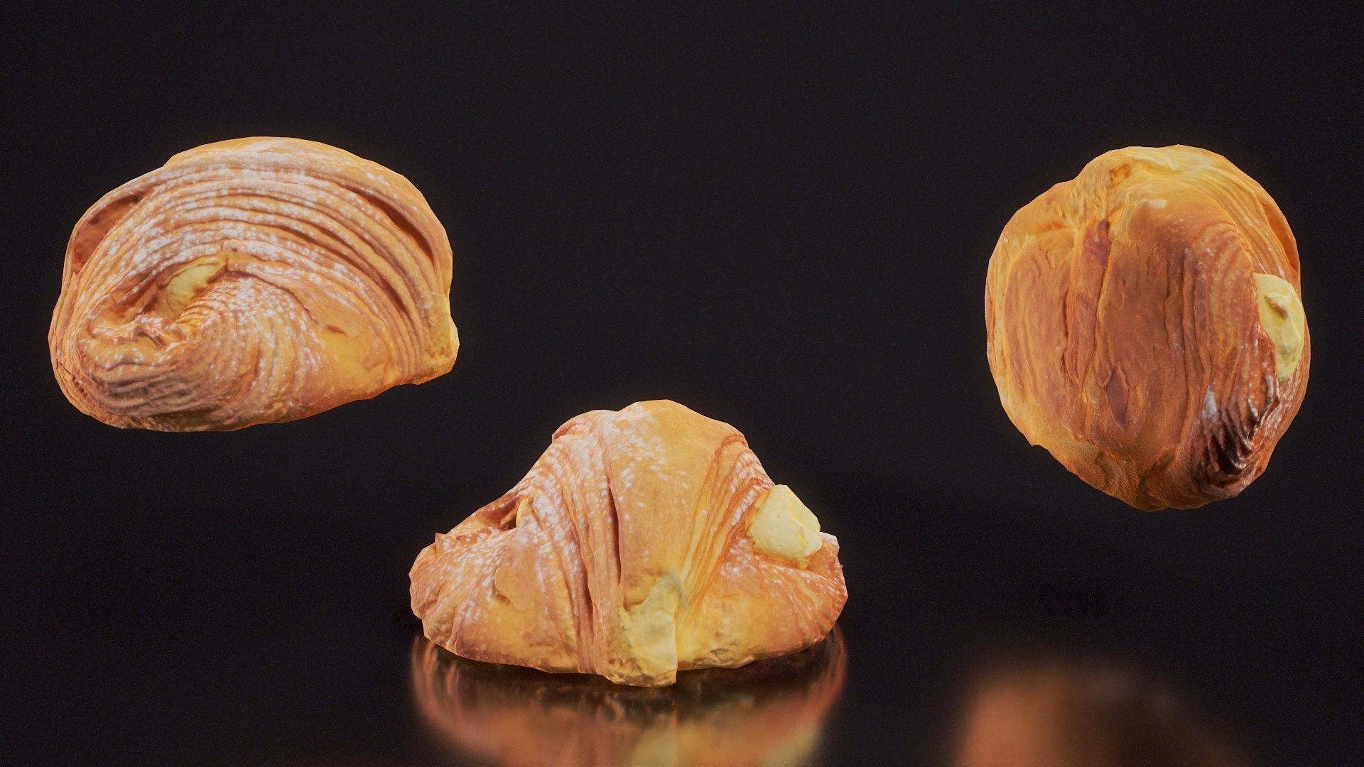 Pudding Croissant Low-poly 3D model_7