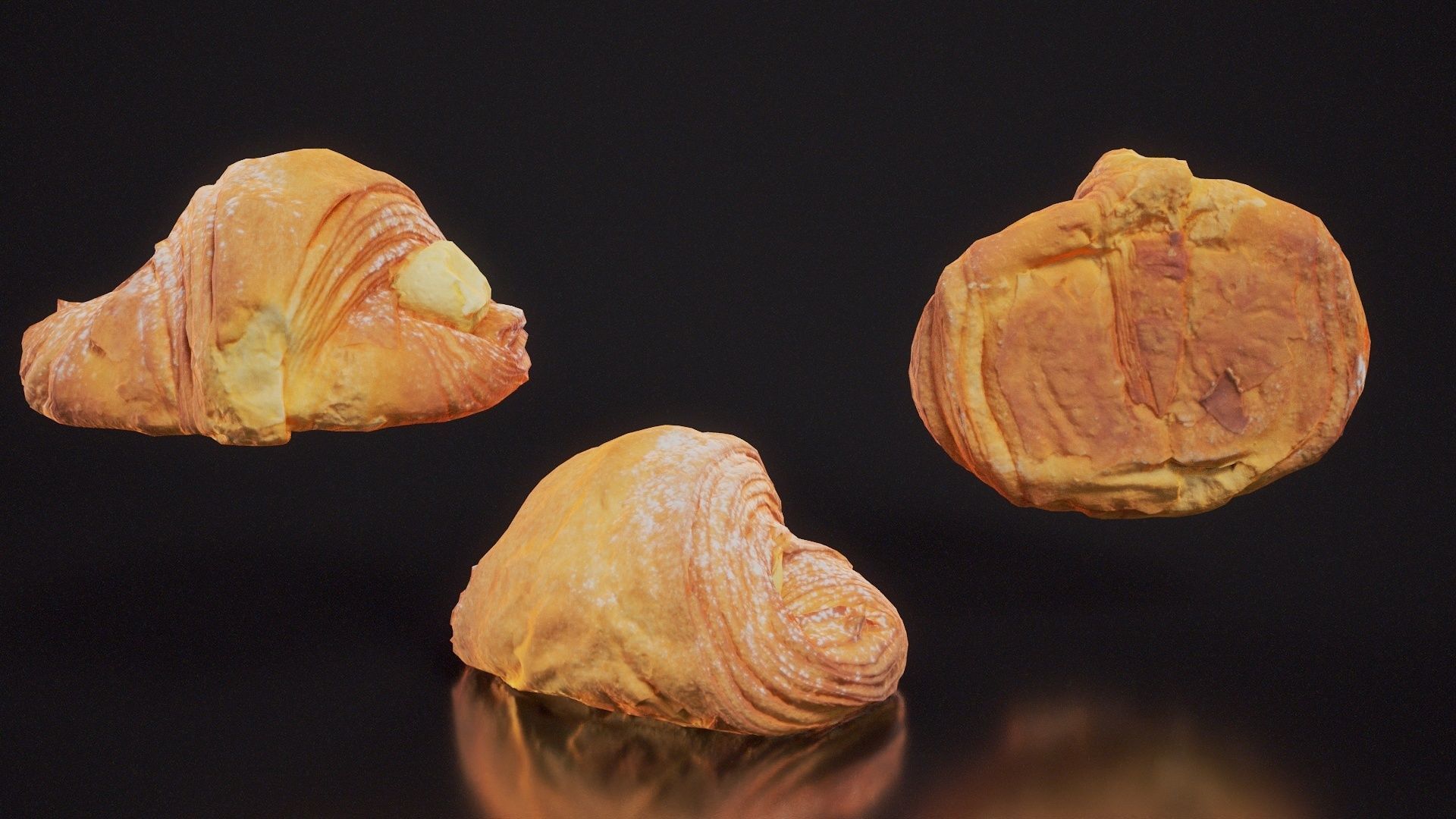 Pudding Croissant Low-poly 3D model_12