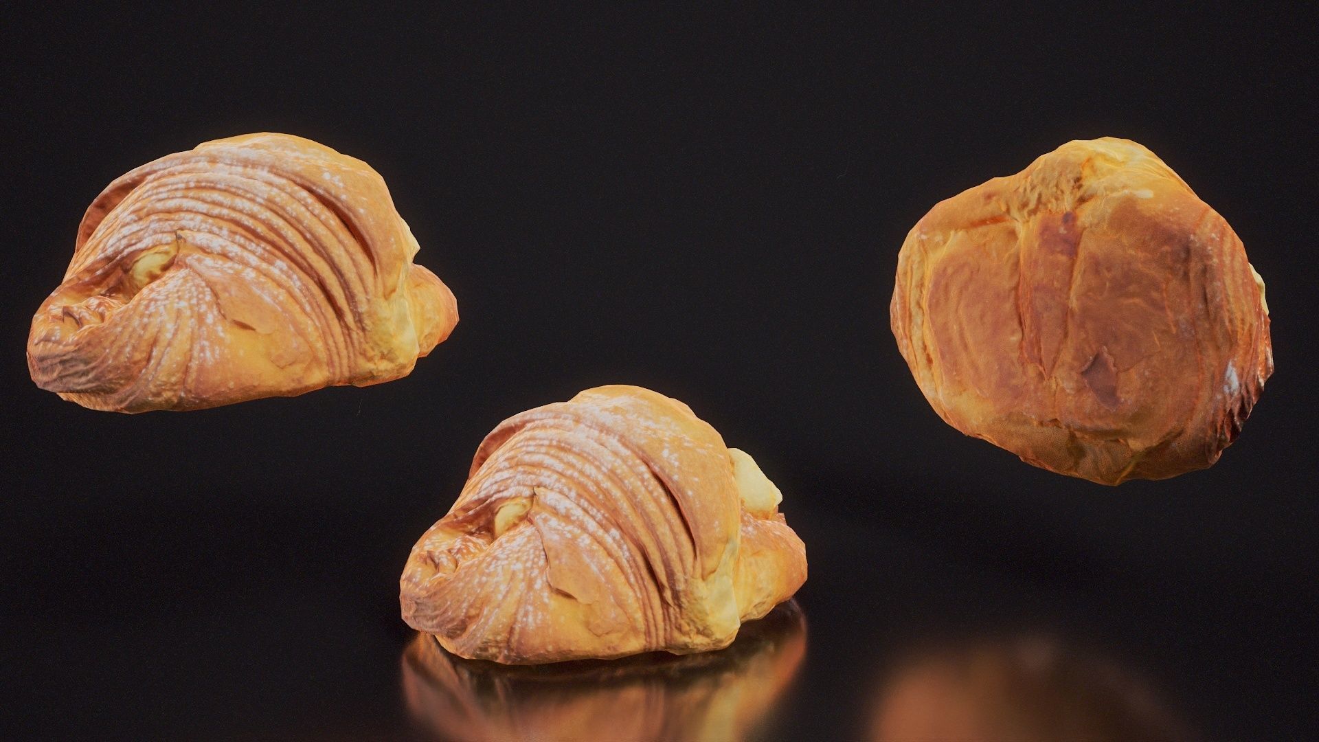Pudding Croissant Low-poly 3D model_8