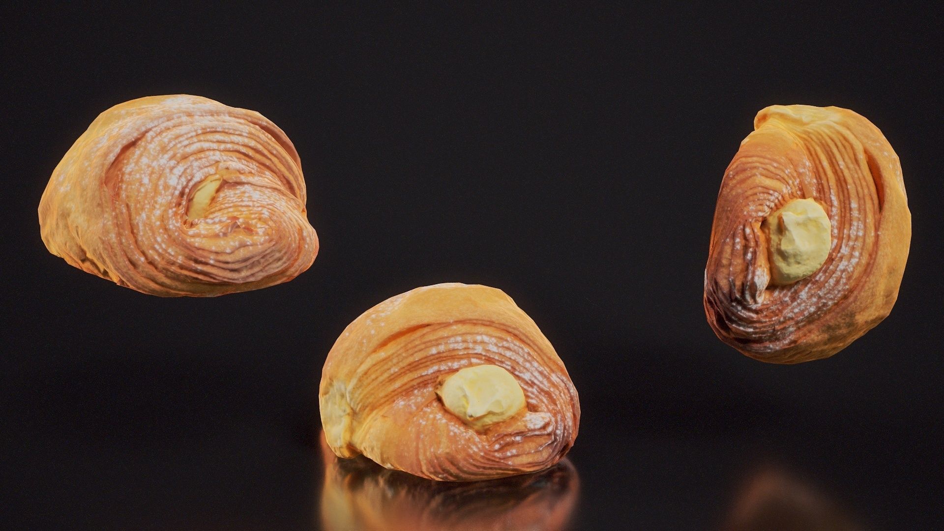 Pudding Croissant Low-poly 3D model_5