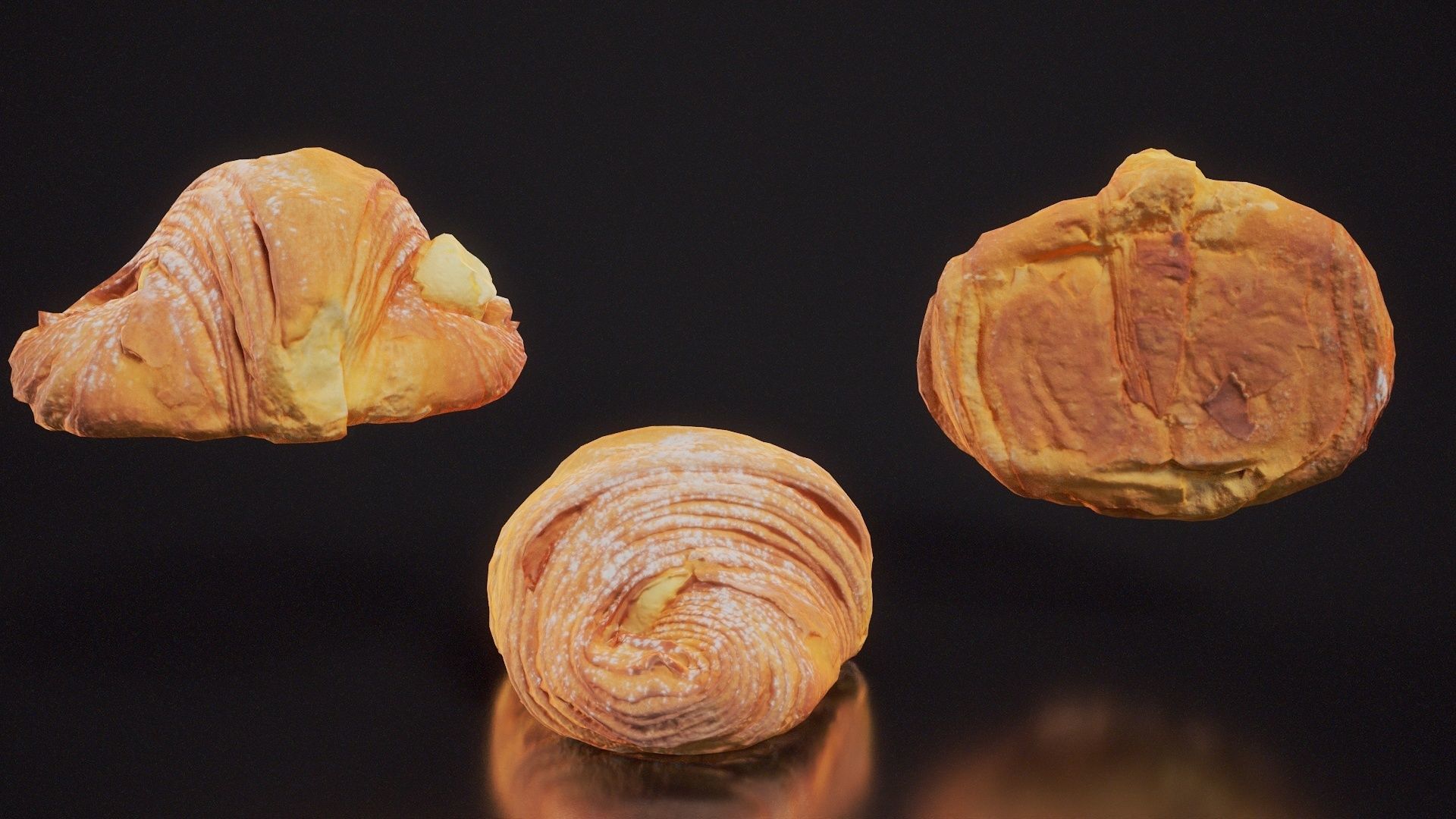 Pudding Croissant Low-poly 3D model_10