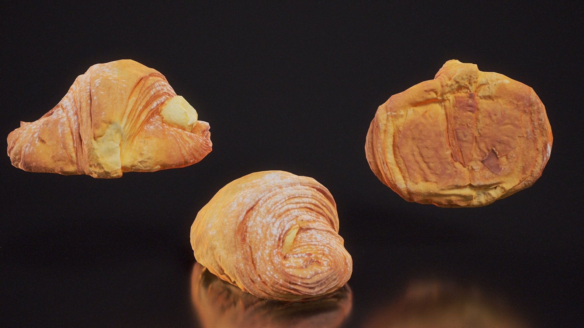 Pudding Croissant Low-poly 3D model_11