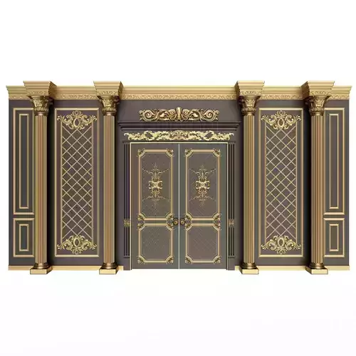 Boiserie Classic Wall with Mouldings 04 Black