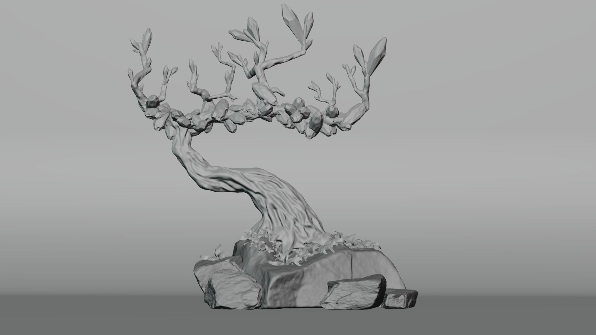 crystal tree Low-poly 3D model_3
