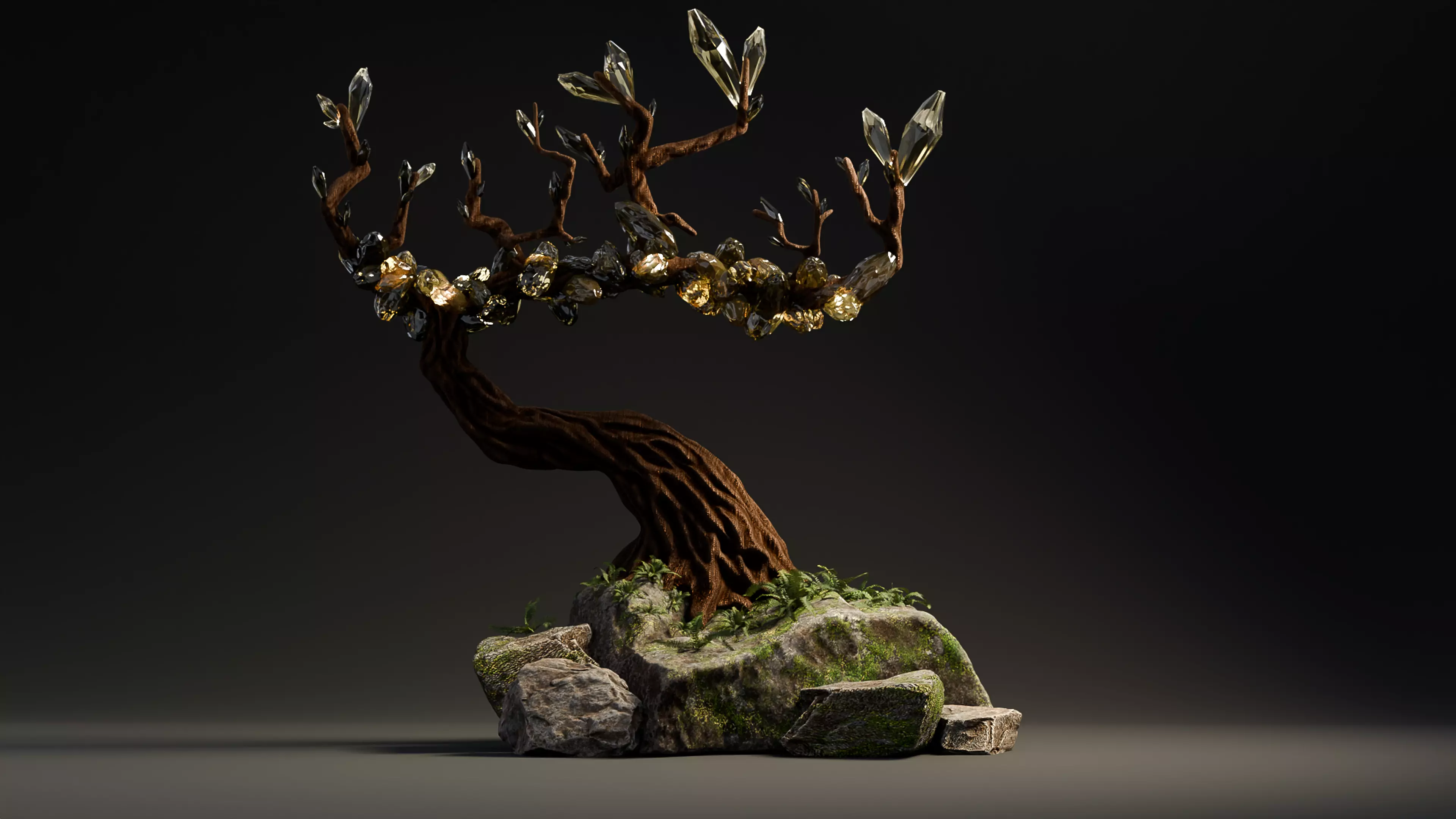 crystal tree Low-poly 3D model_0