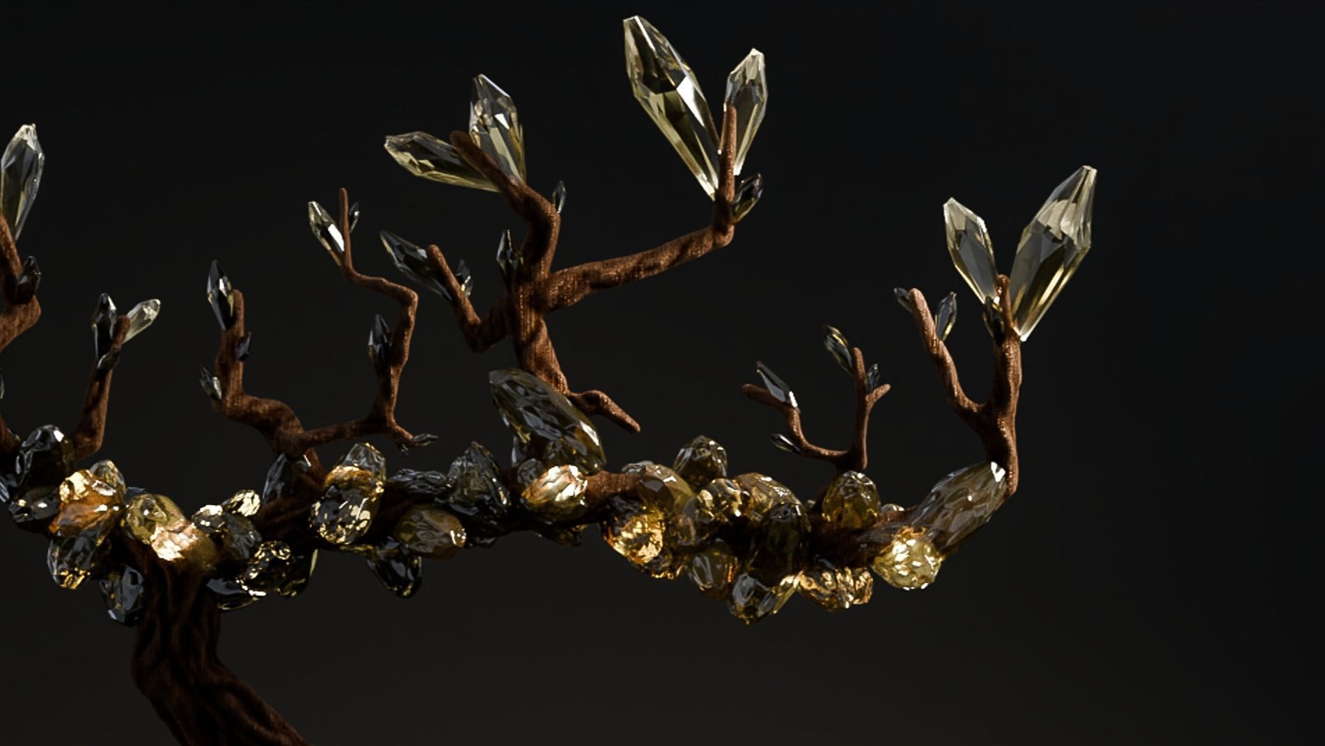 crystal tree Low-poly 3D model_1