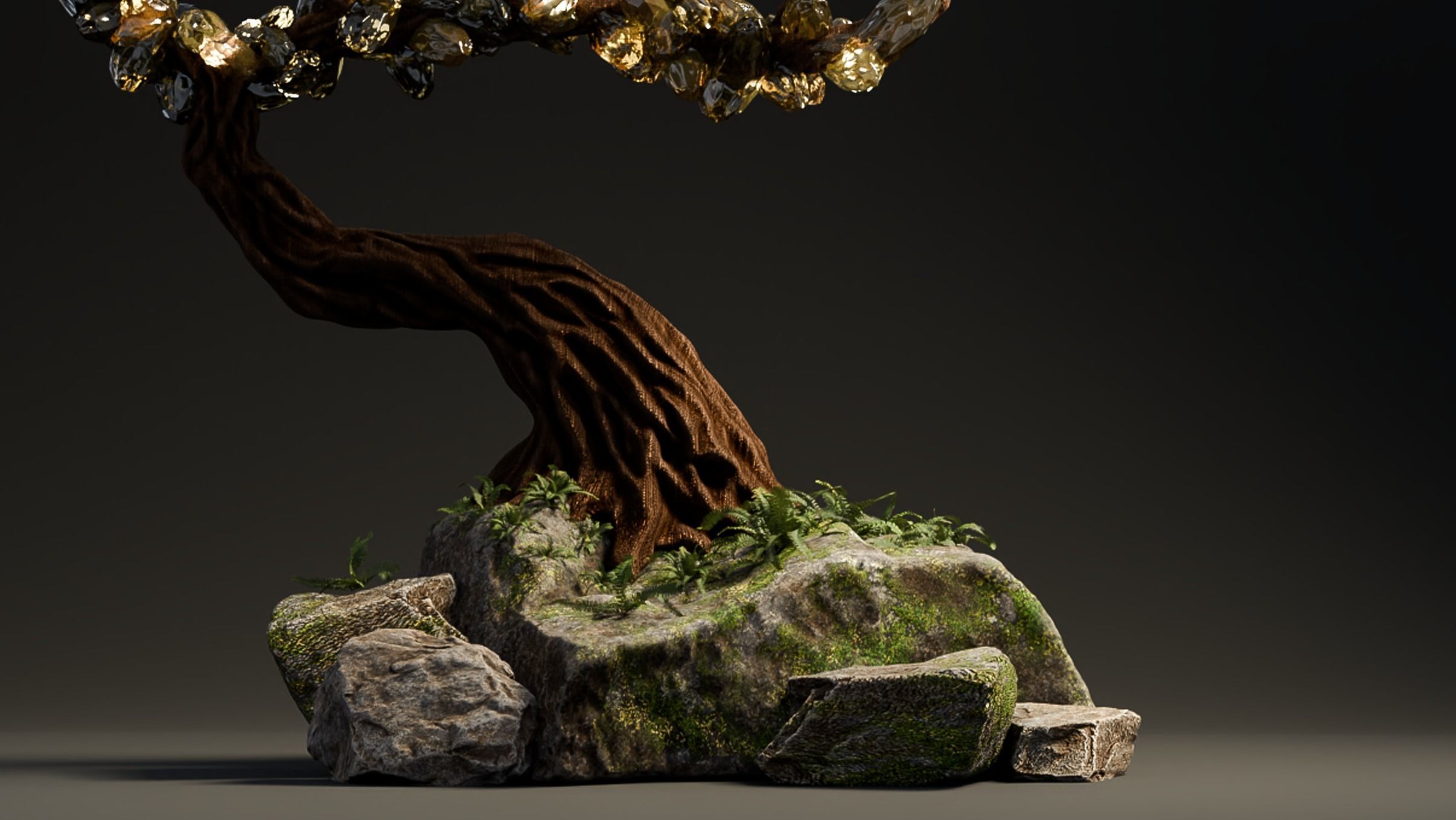 crystal tree Low-poly 3D model_2