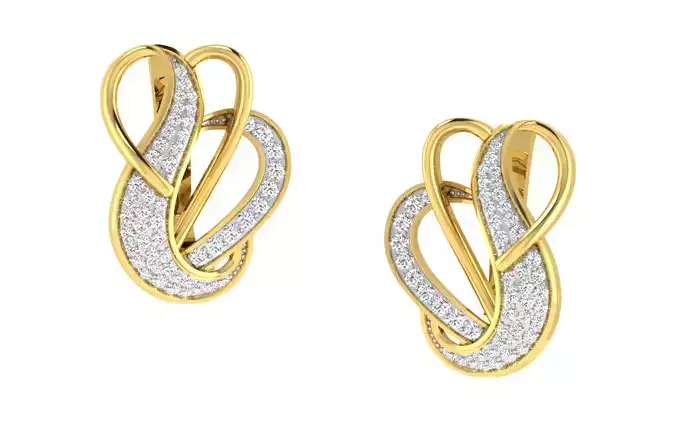 Light Weight Yellow Gold Diamond Earring  -EZ BI-12