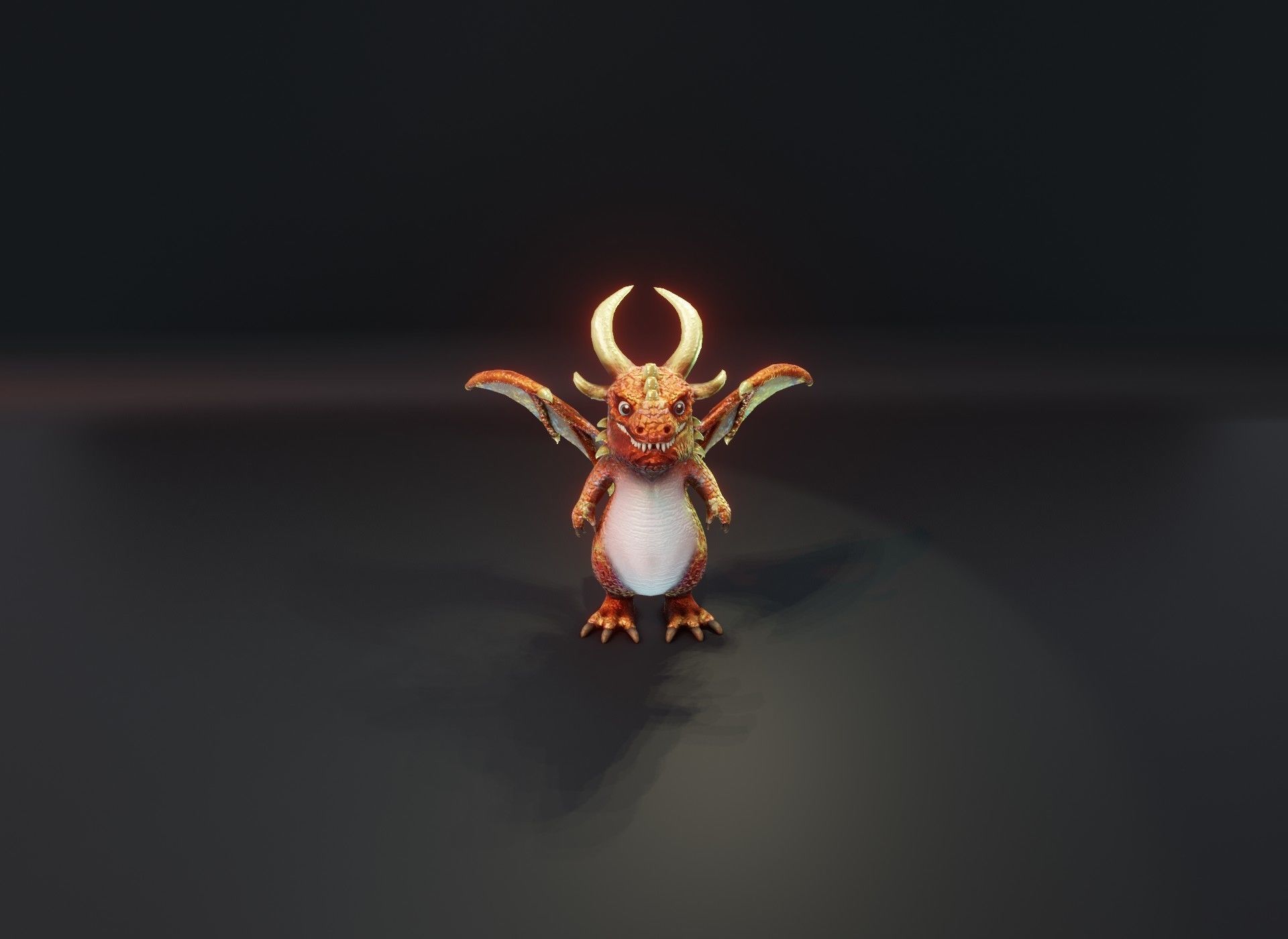 Cartoon Copper Dragon Animated 3D Model Low-poly 3D model_21