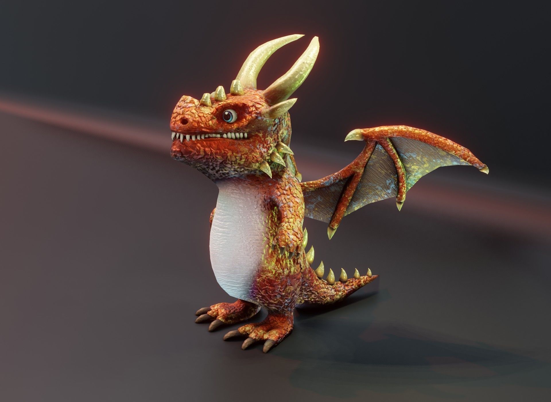 Cartoon Copper Dragon Animated 3D Model Low-poly 3D model_16