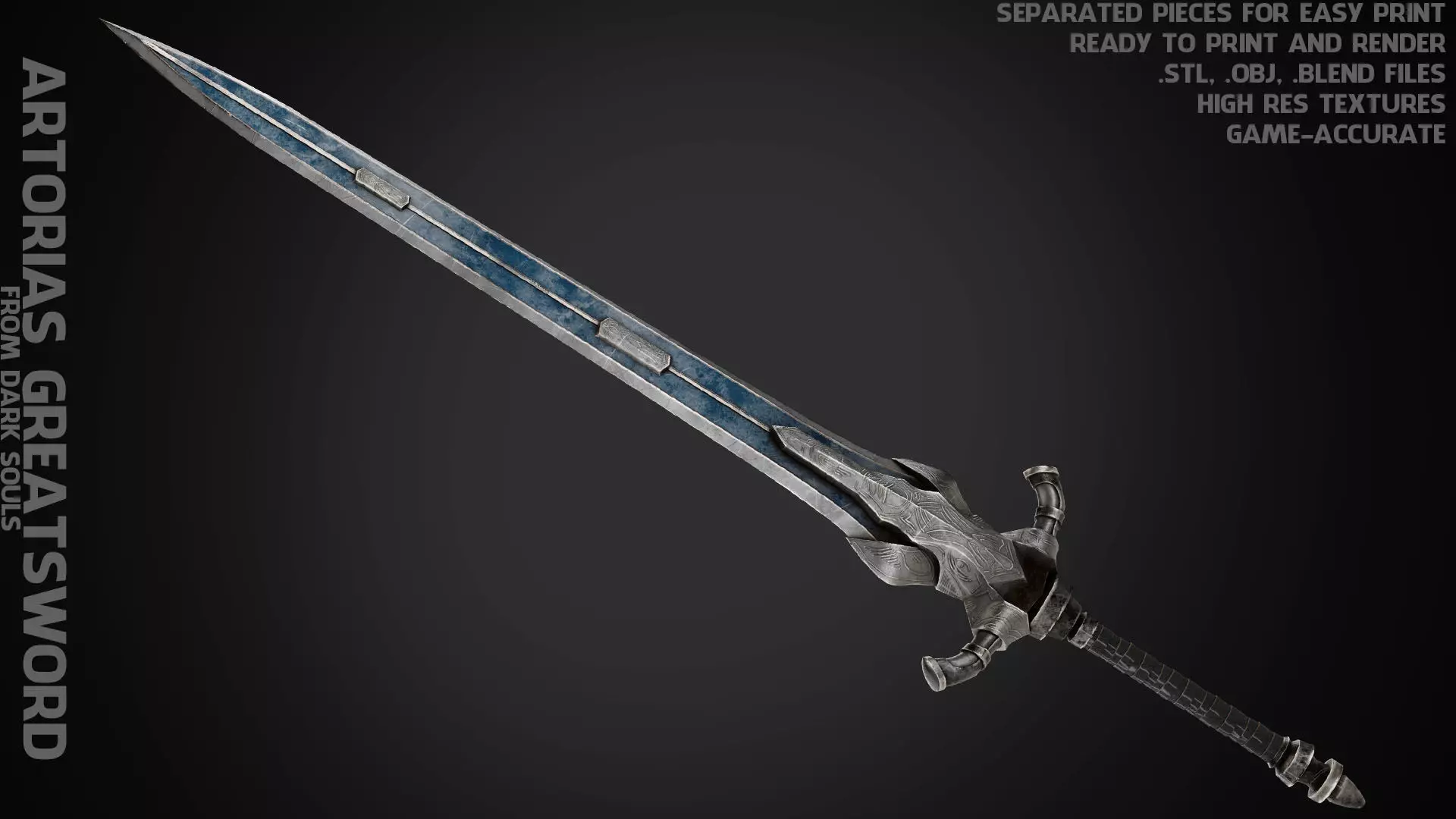Dark Souls Knight Artorias Abysswalker GreatSword for Cosplay 3D print model_0