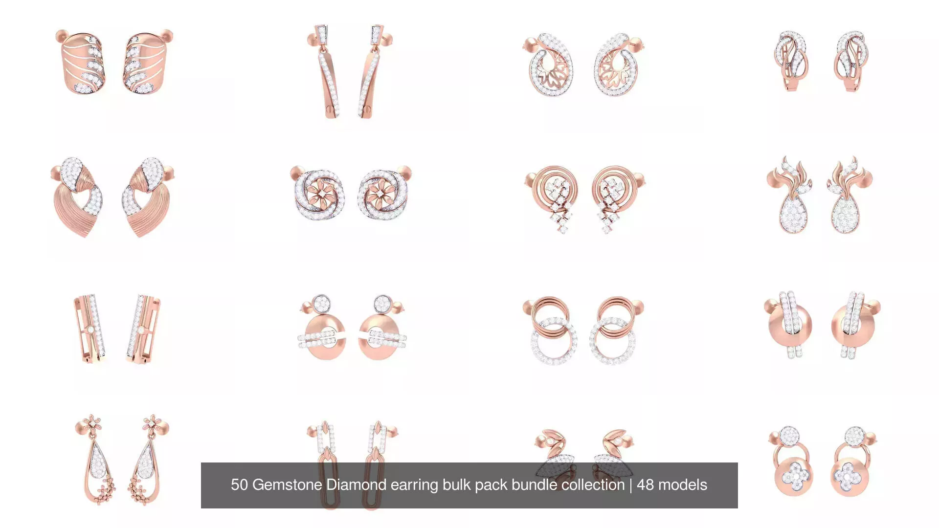50 Gemstone Diamond earring bulk pack bundle collection