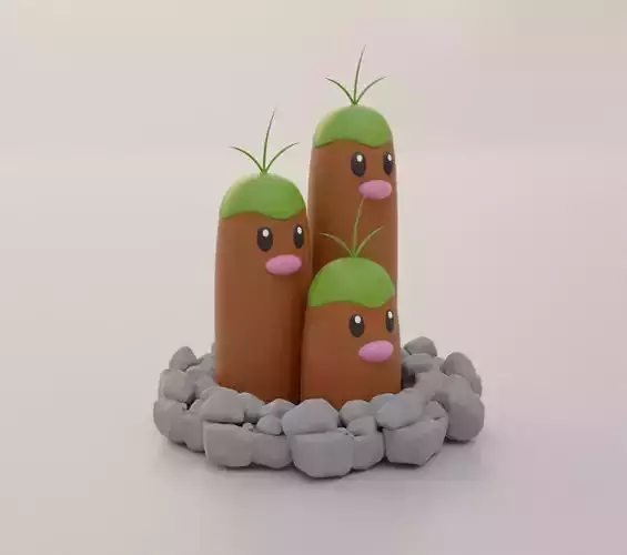 Diglett pokemon 3D model for 3D print 3D print model