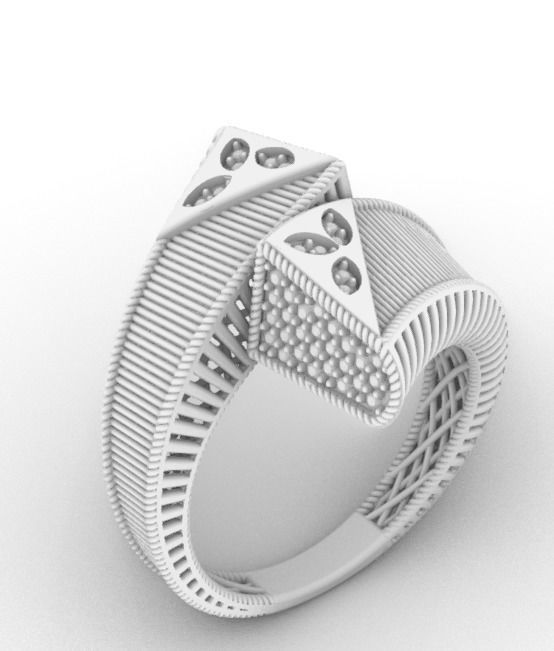 Stone and polished ring model 3D print model_2