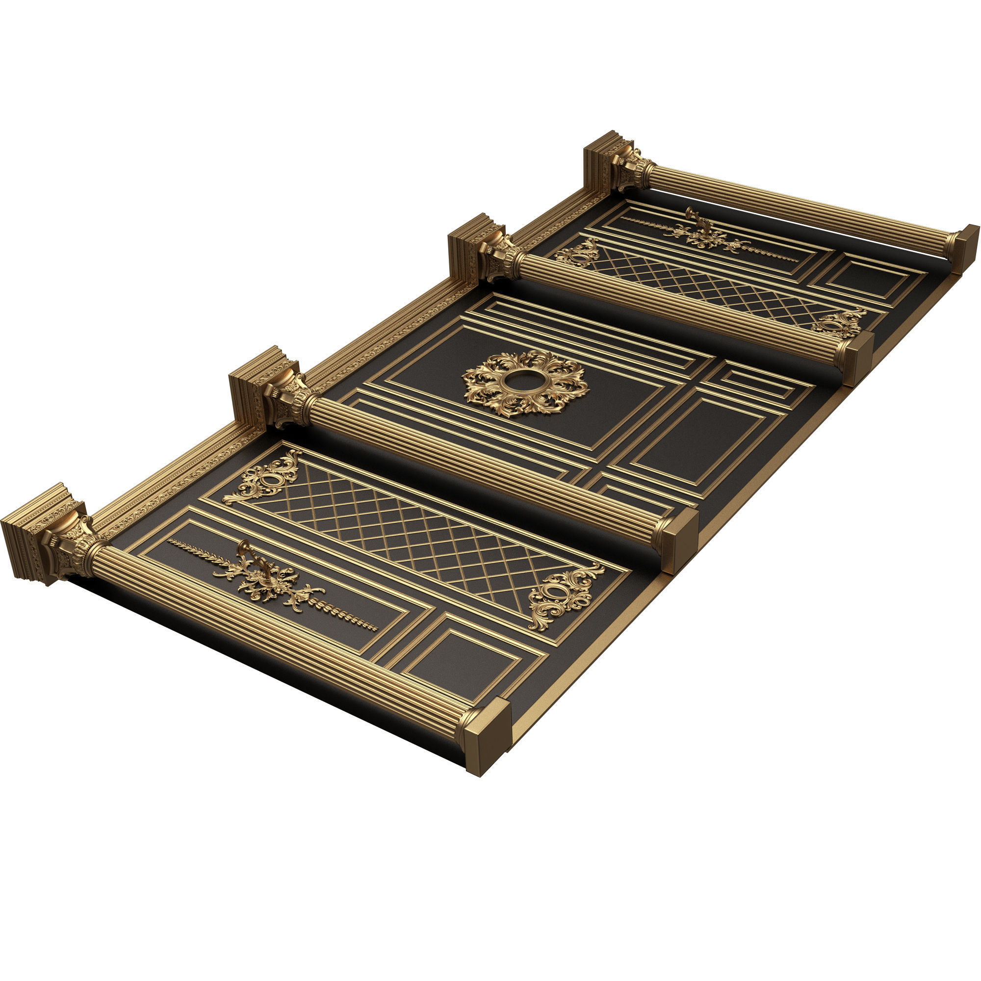 Boiserie Classic Wall with Mouldings 05 Black Low-poly 3D model_5