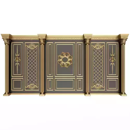 Boiserie Classic Wall with Mouldings 05 Black