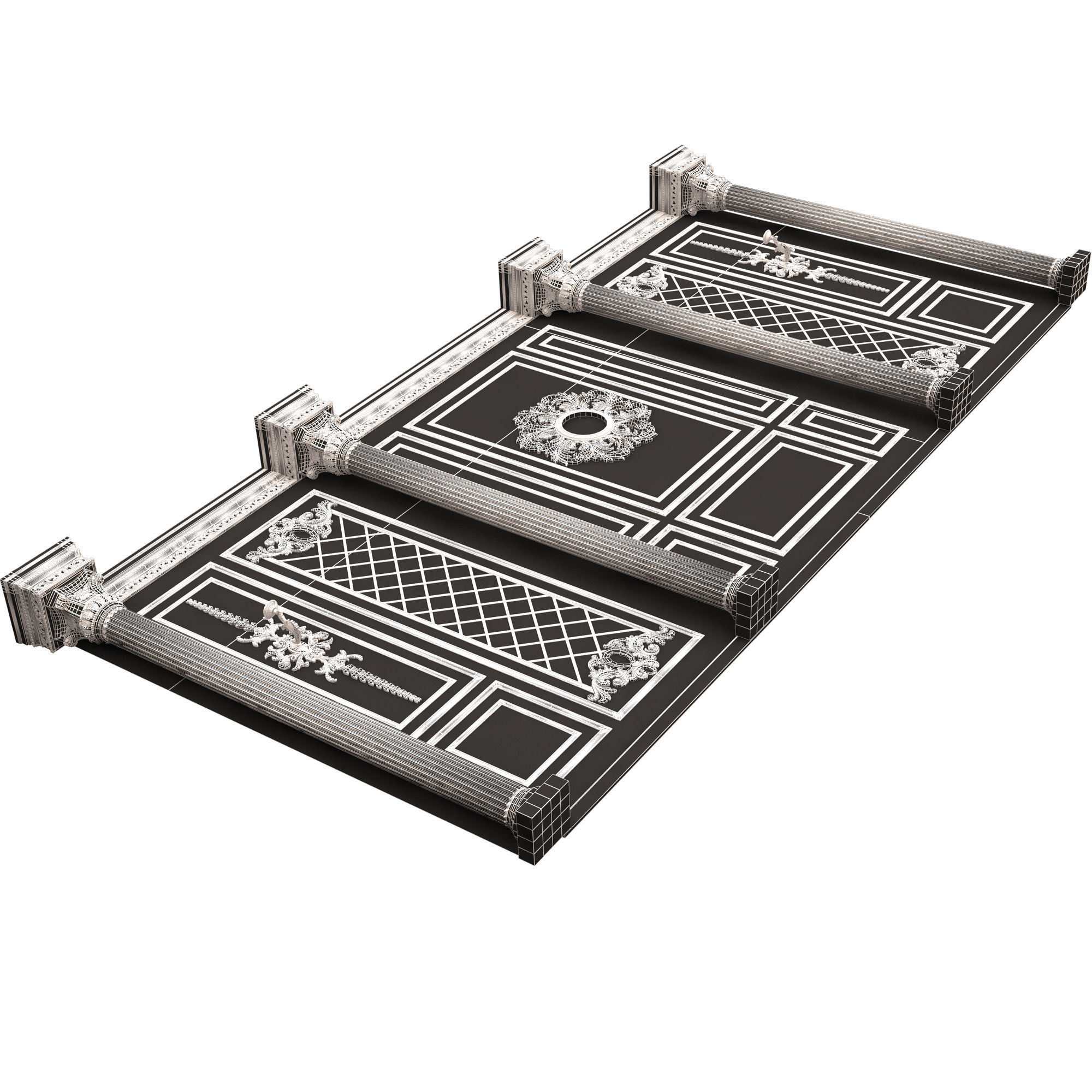 Boiserie Classic Wall with Mouldings 05 Black Low-poly 3D model_7