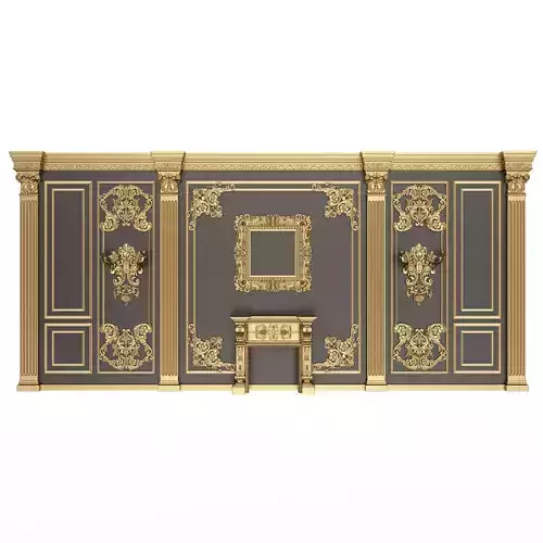 Boiserie Classic Wall with Mouldings 06 Black