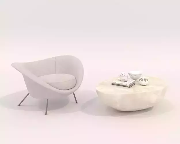 Modern Coffee Table and Armchair 37 3D model
