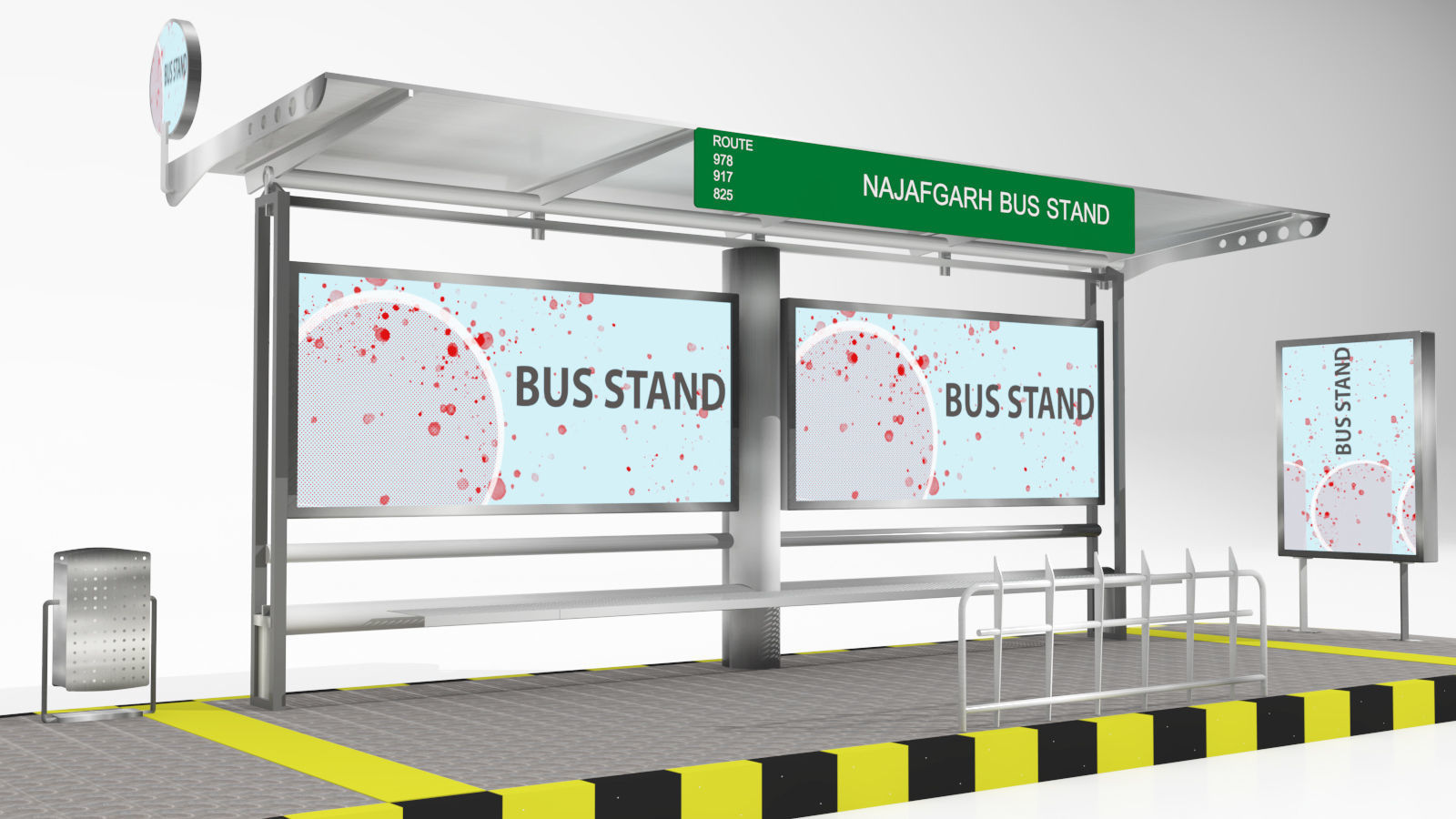 bus stand  3D model_3