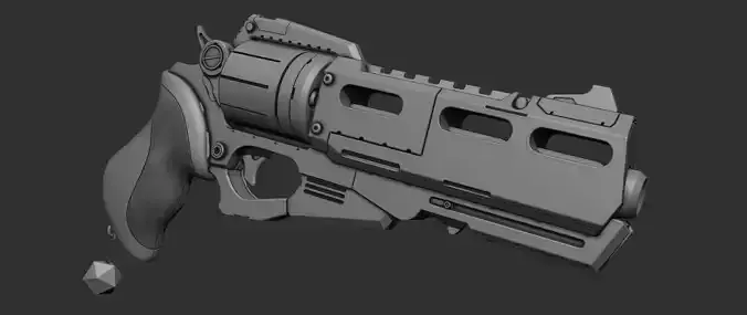  Revolver Zbrush HighPoly 3D model