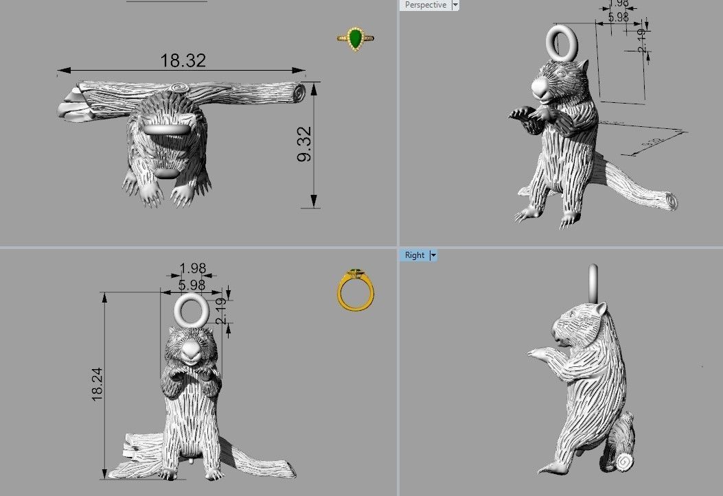 wombat pendant 3D print model_4