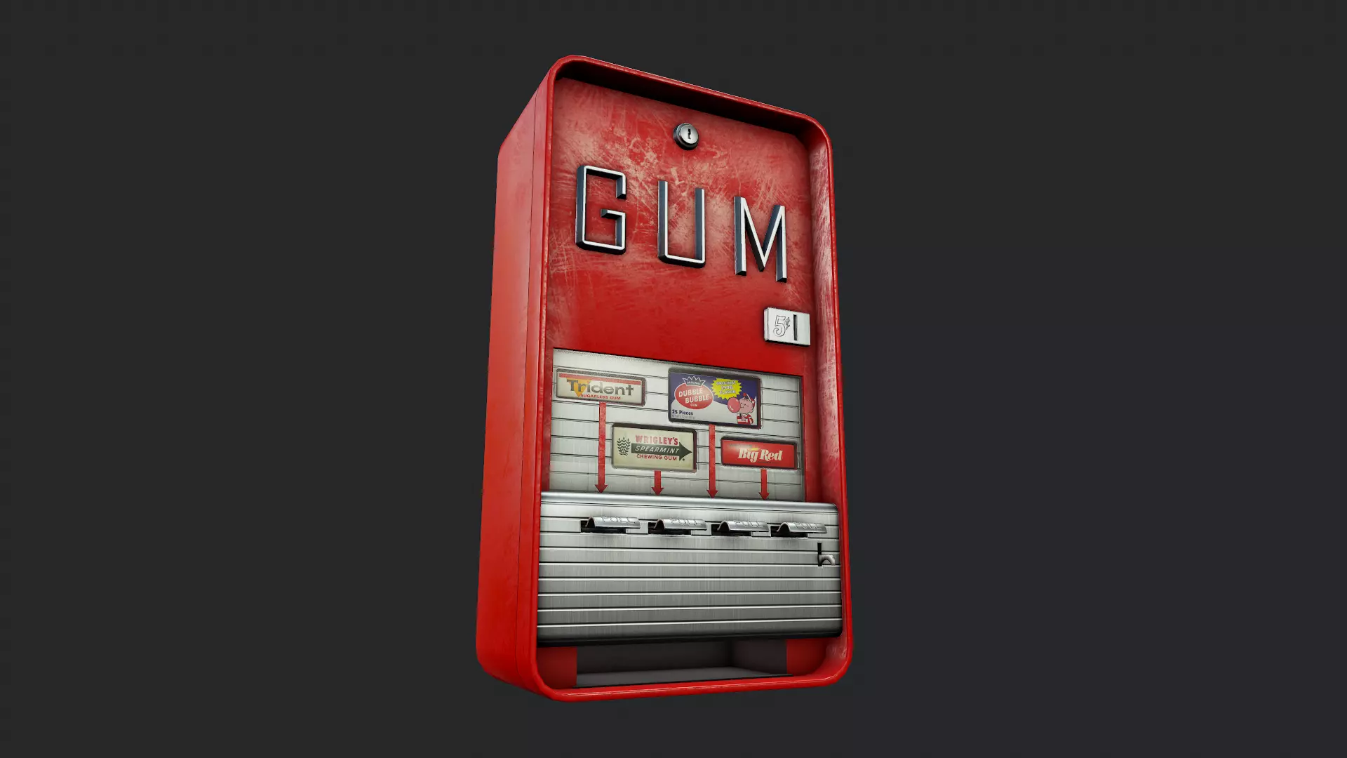 Vintage Gum Machine - Tutorial Included Low-poly 3D model_0