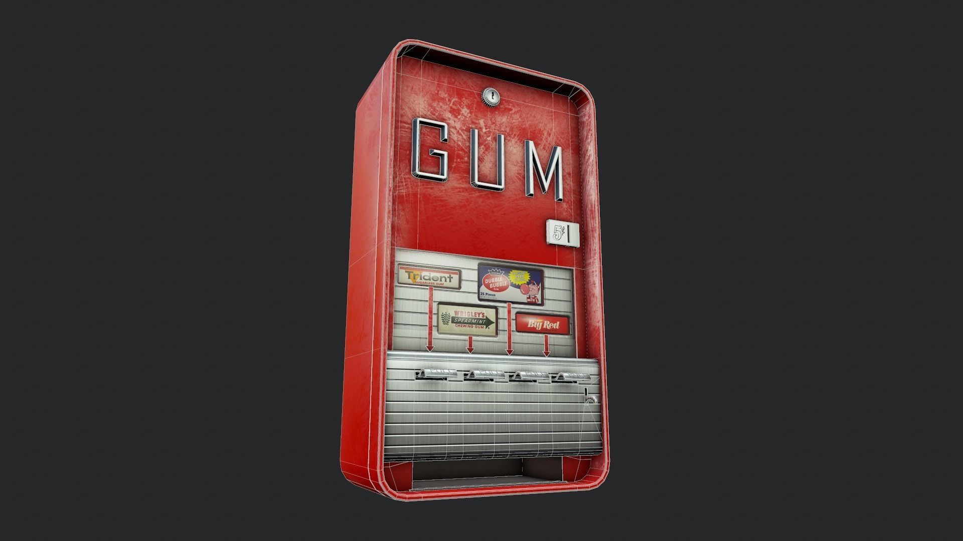 Vintage Gum Machine - Tutorial Included Low-poly 3D model_3