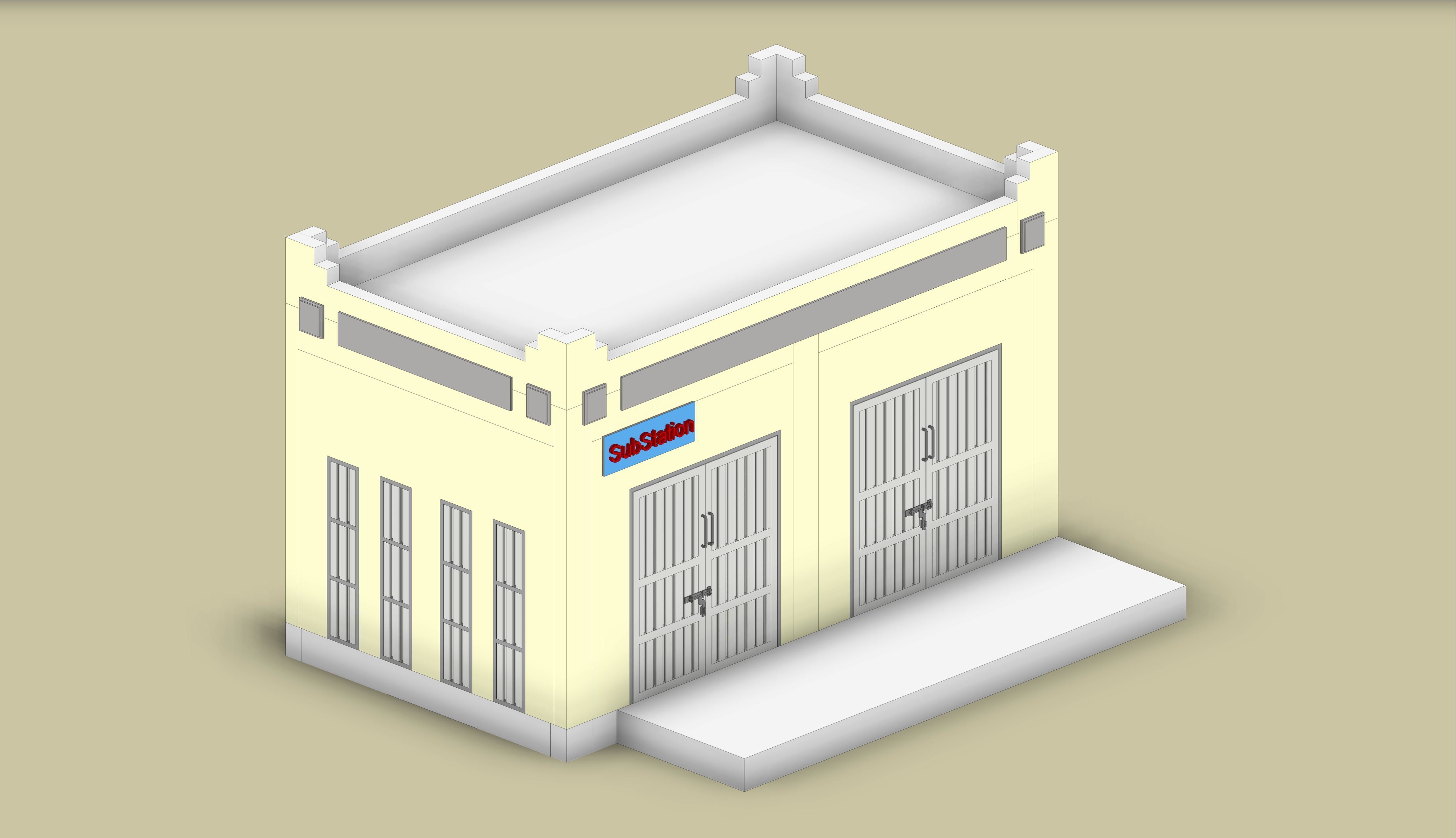 Small Electrical Substation Building in Revit 3D model_8