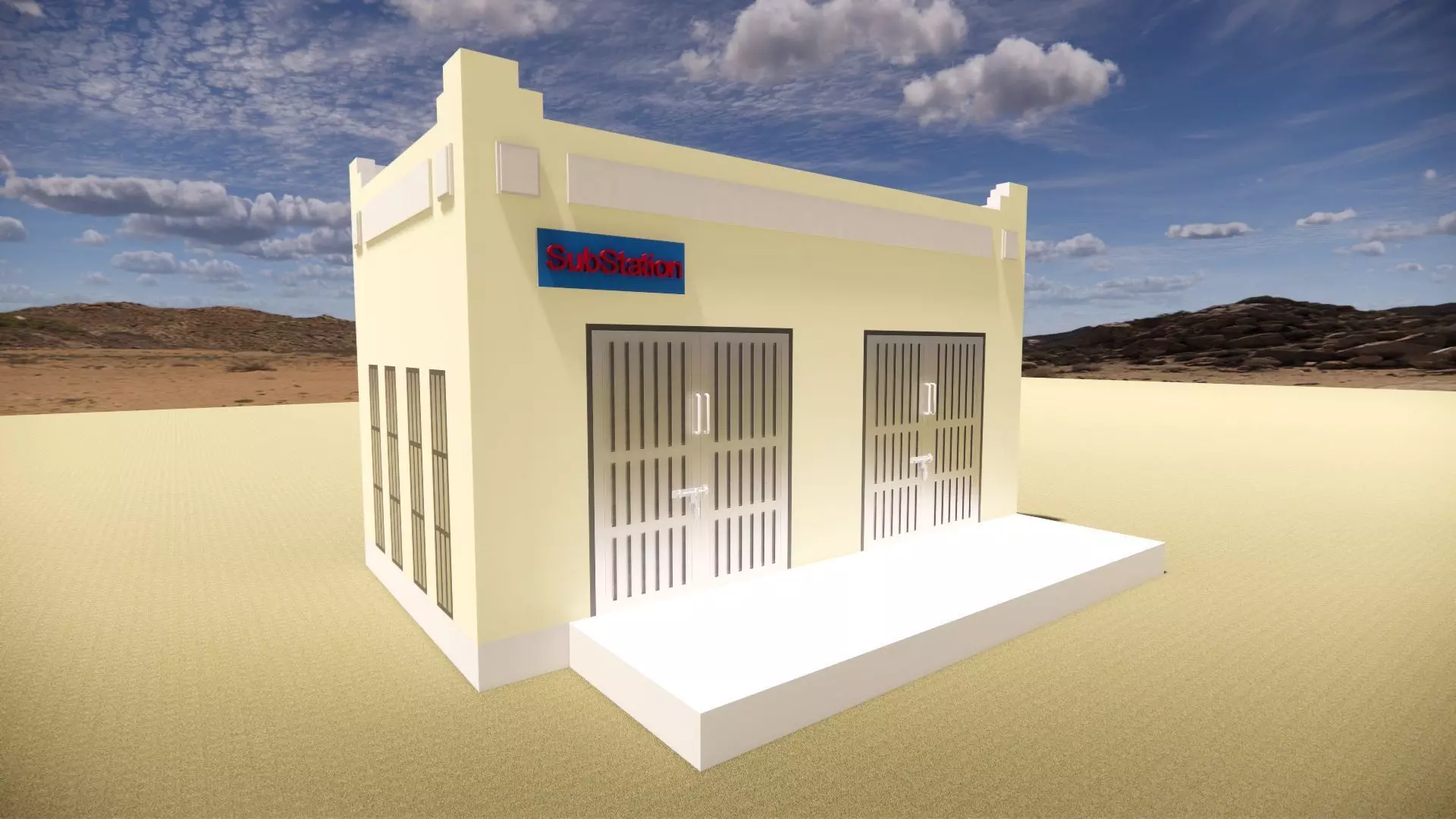 Small Electrical Substation Building in Revit 3D model_0