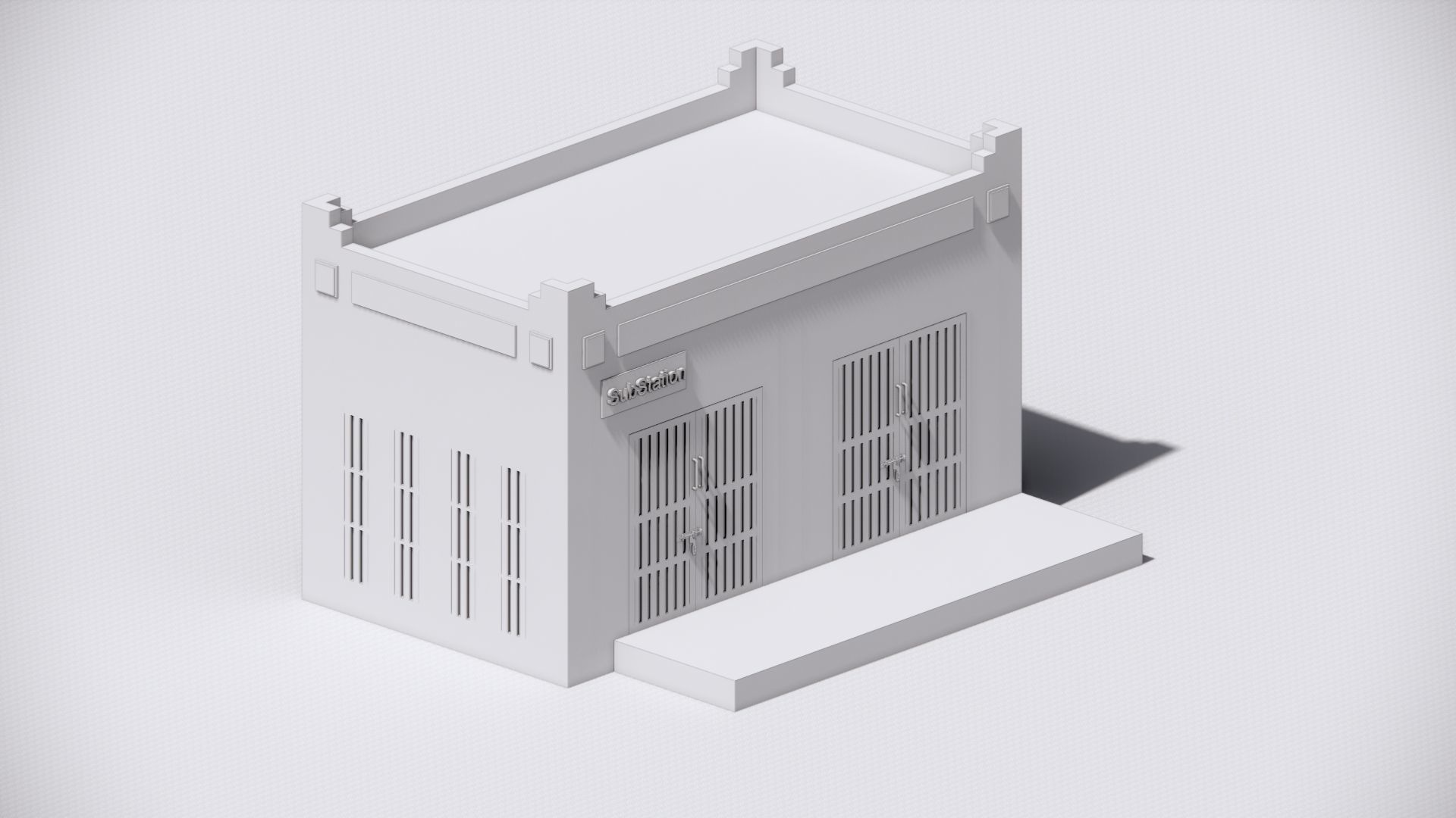 Small Electrical Substation Building in Revit 3D model_6