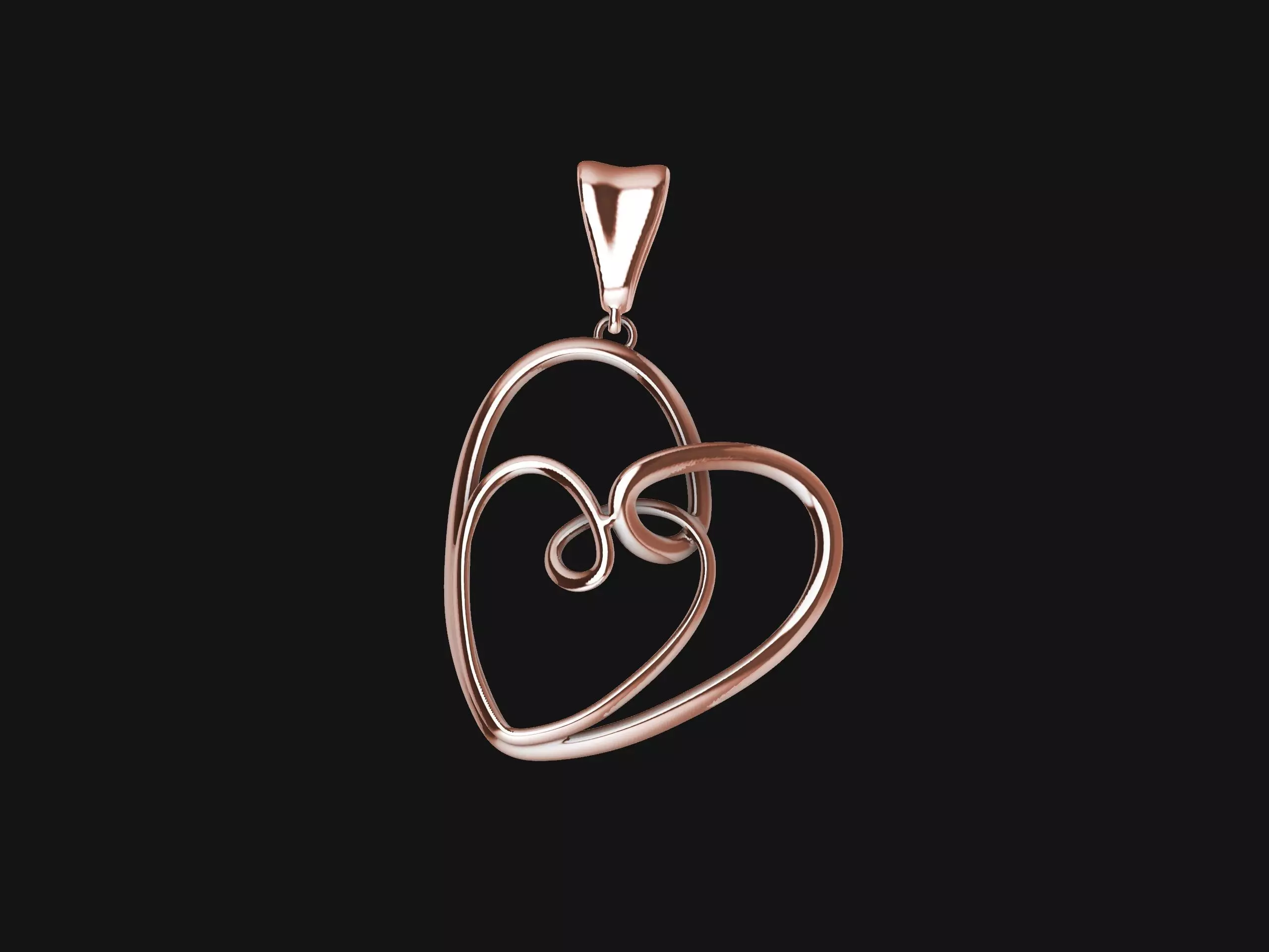 Contemporary Heart Twisted Pendant 3D print model