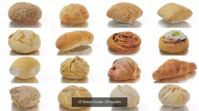 25 Baked Goods 3D Model Collection