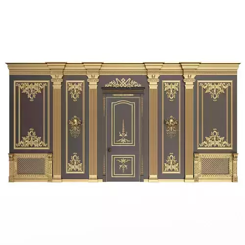 Boiserie Classic Wall with Mouldings 07 Black