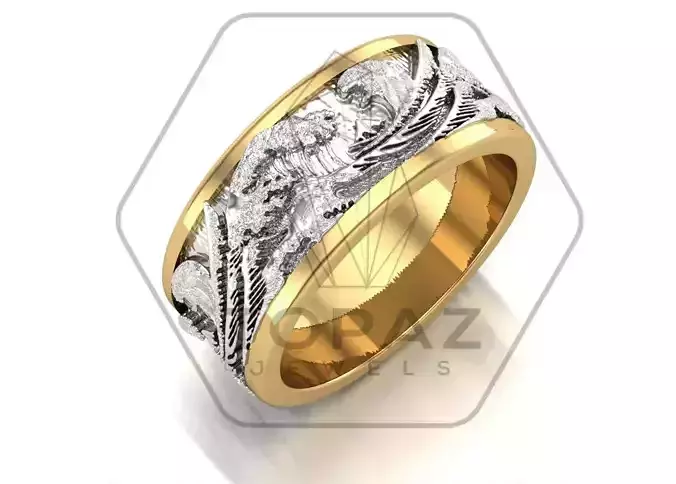 The great wave of Kanagawa Japanese Ring-Band 3D print model