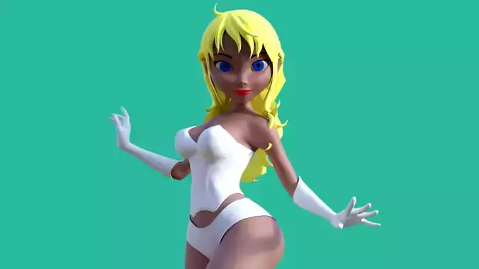 Cartoon Emma Frost Low-poly 3D model